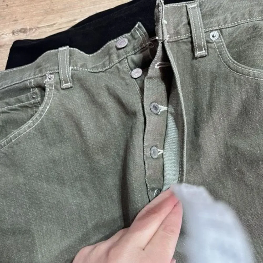 Vintage‎ Y2K 2000s Levi's 501 button fly Men's Green Denim Jeans Size 36 Sample